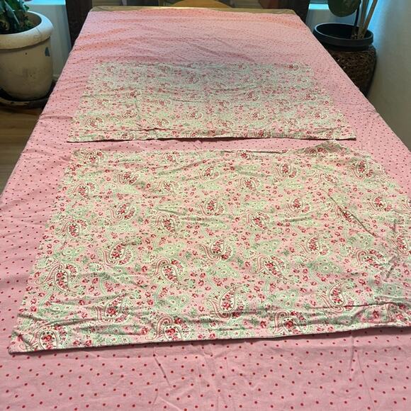 Ikea Queen Duvet Cover & 2 Pillow Shams Rosali Paisley Pink Polka Dot Reversible - Picture 1 of 15